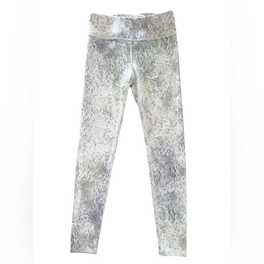 Athleta Girl Higs Rise Chit Chat Tight Leggings XXL 16 White Gray Tie Dye Logo